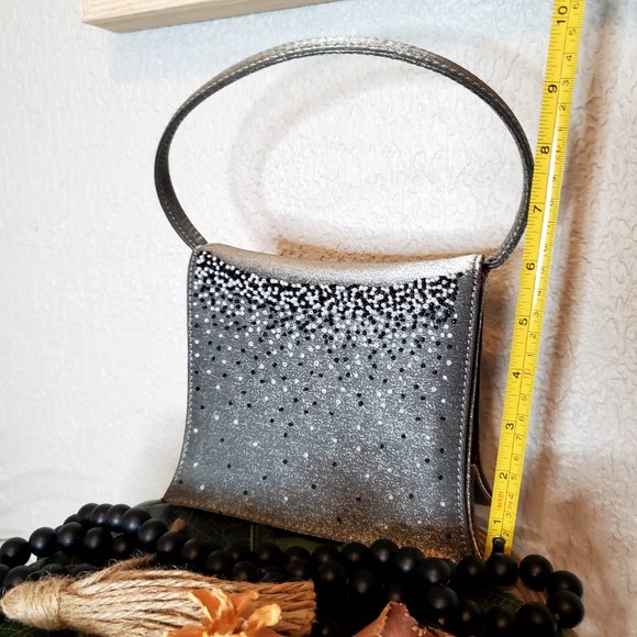 JR Comeco Vintage holiday Grey Sateen and Beaded Evening  Wedding Bag, Satchel. - Picture 14 of 14